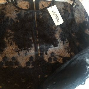 Sheer Lace Blouse / Crop Top with Zipper